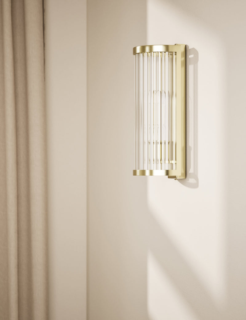 Monroe wall light ribbed glass polished metal, UK version