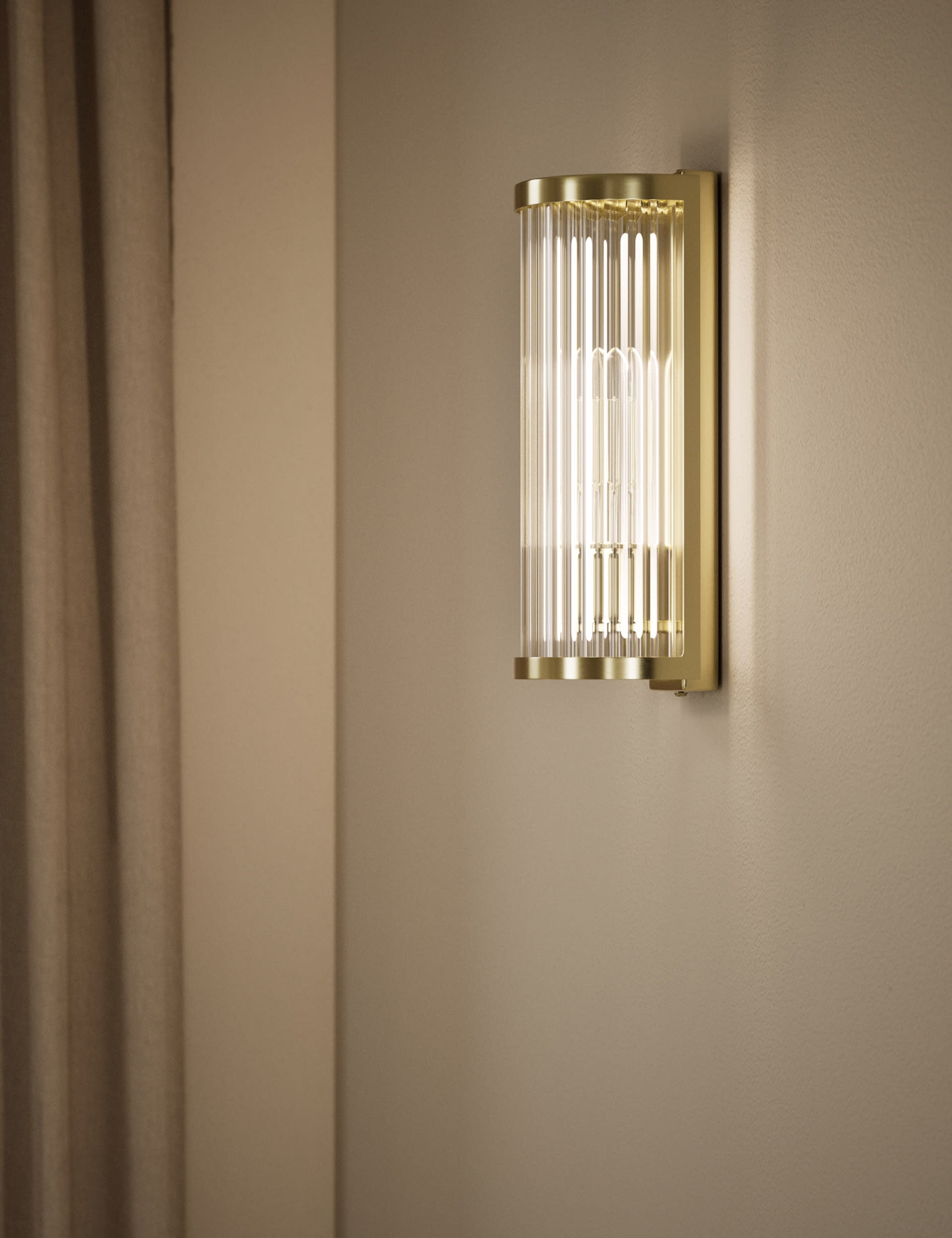 Monroe wall light ribbed glass polished metal, UK version