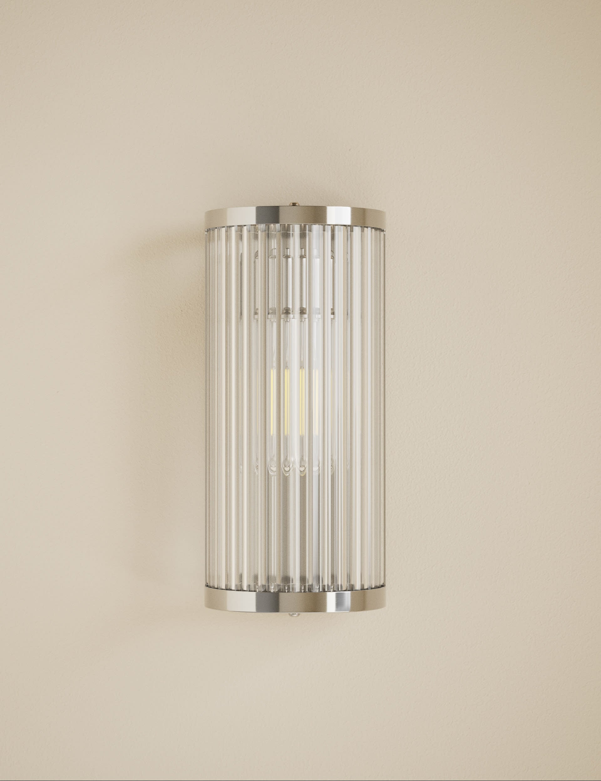 Monroe wall light ribbed glass polished metal, UK version