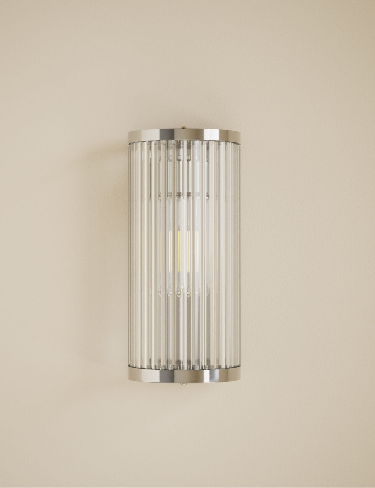 Monroe wall light ribbed glass polished metal, UK version