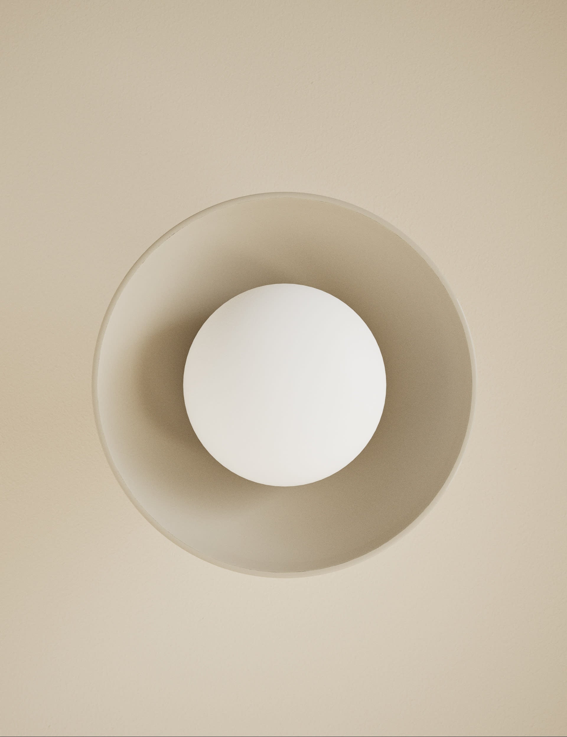 Wooden ribbed wall light with glass shade, imported from the UK