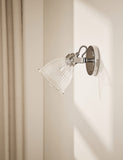 Florence wall light antique brass ribbed glass shade - British product