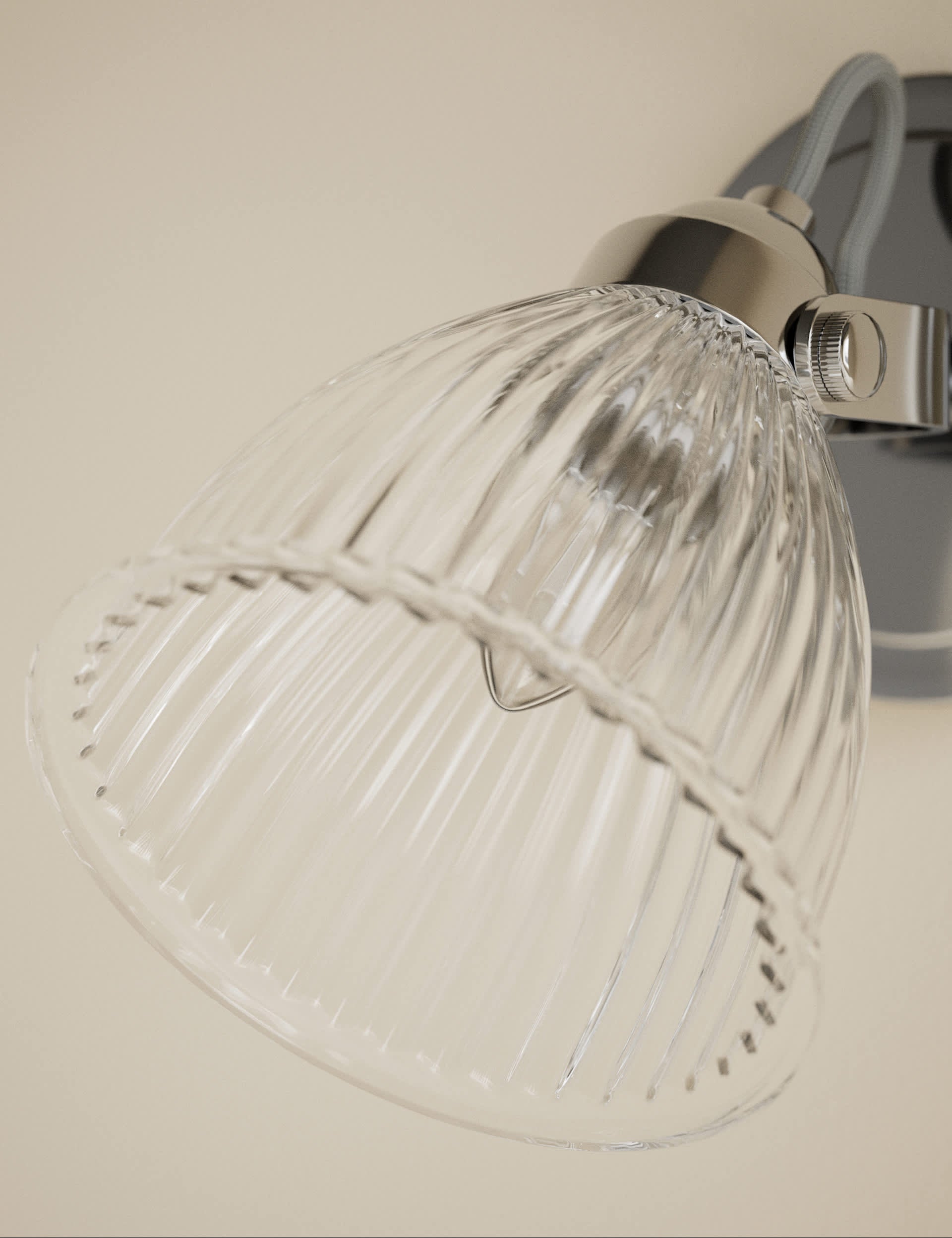 Florence wall light antique brass ribbed glass shade - British product