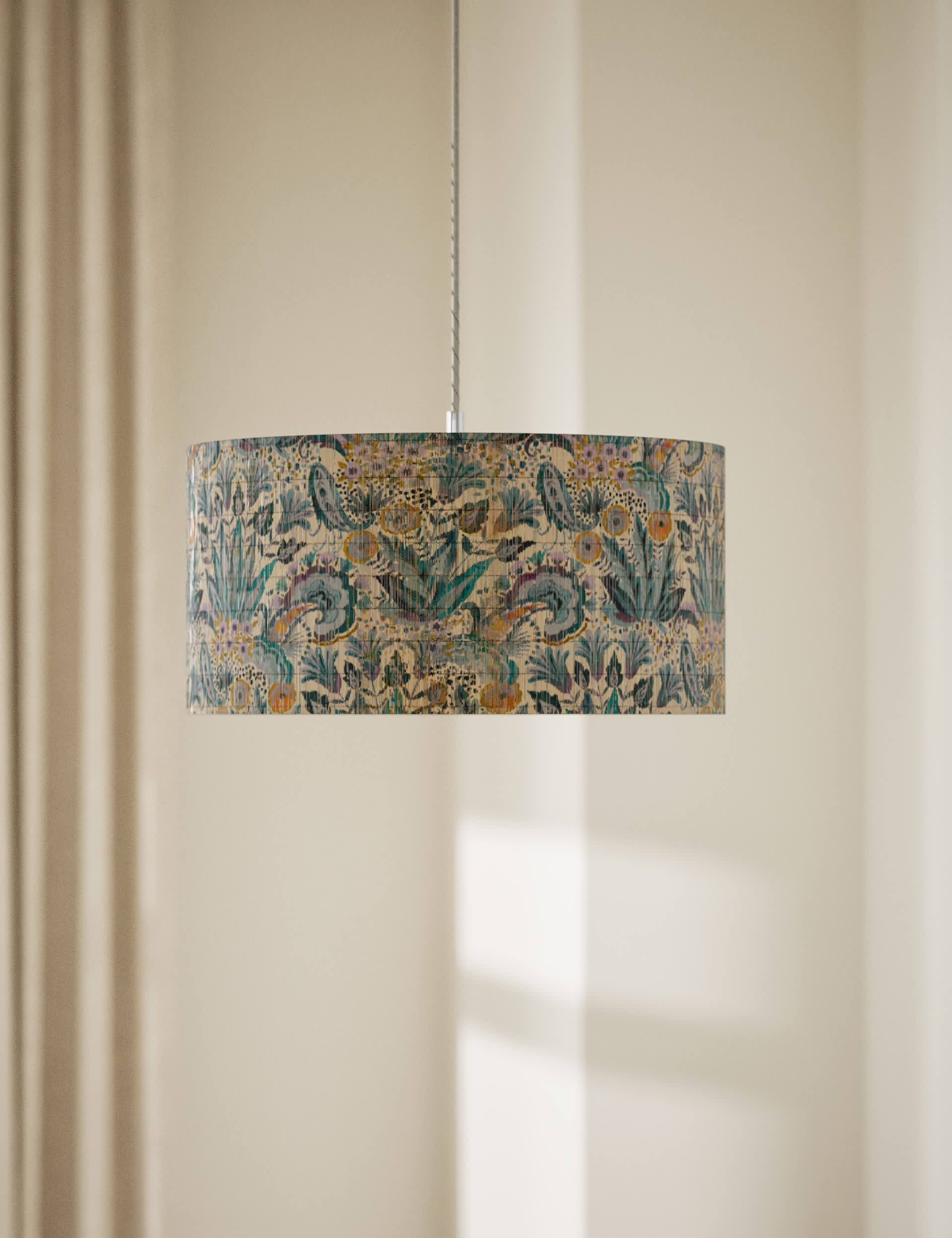 Bamboo print shade, natural finish, 38 cm height, UK version