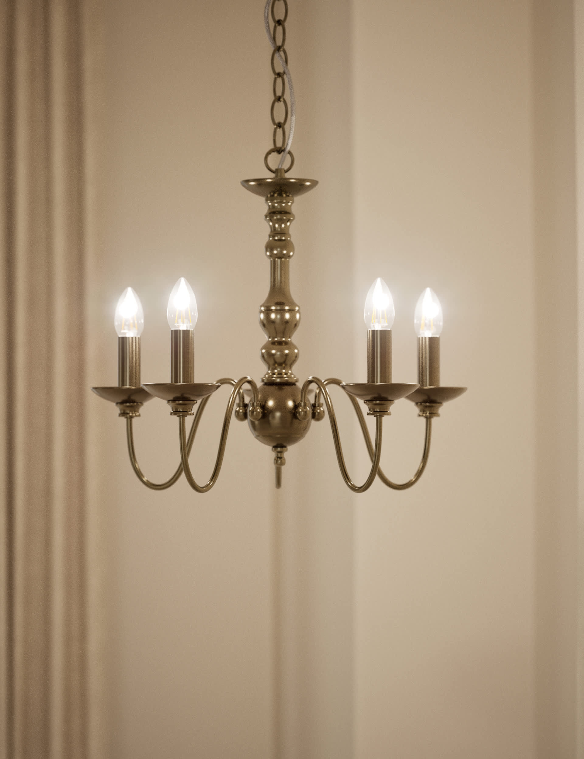 Bethany chandelier antique brass five lights (British brand)
