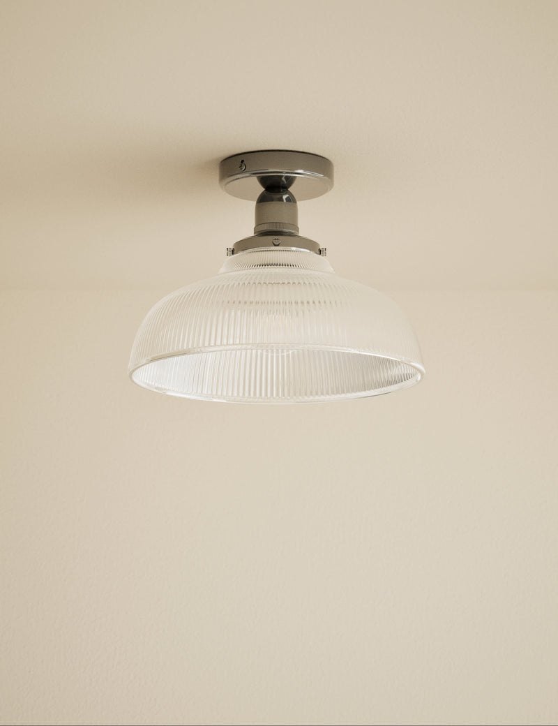 Florence flush ceiling light clear glass shade 30cm - British product