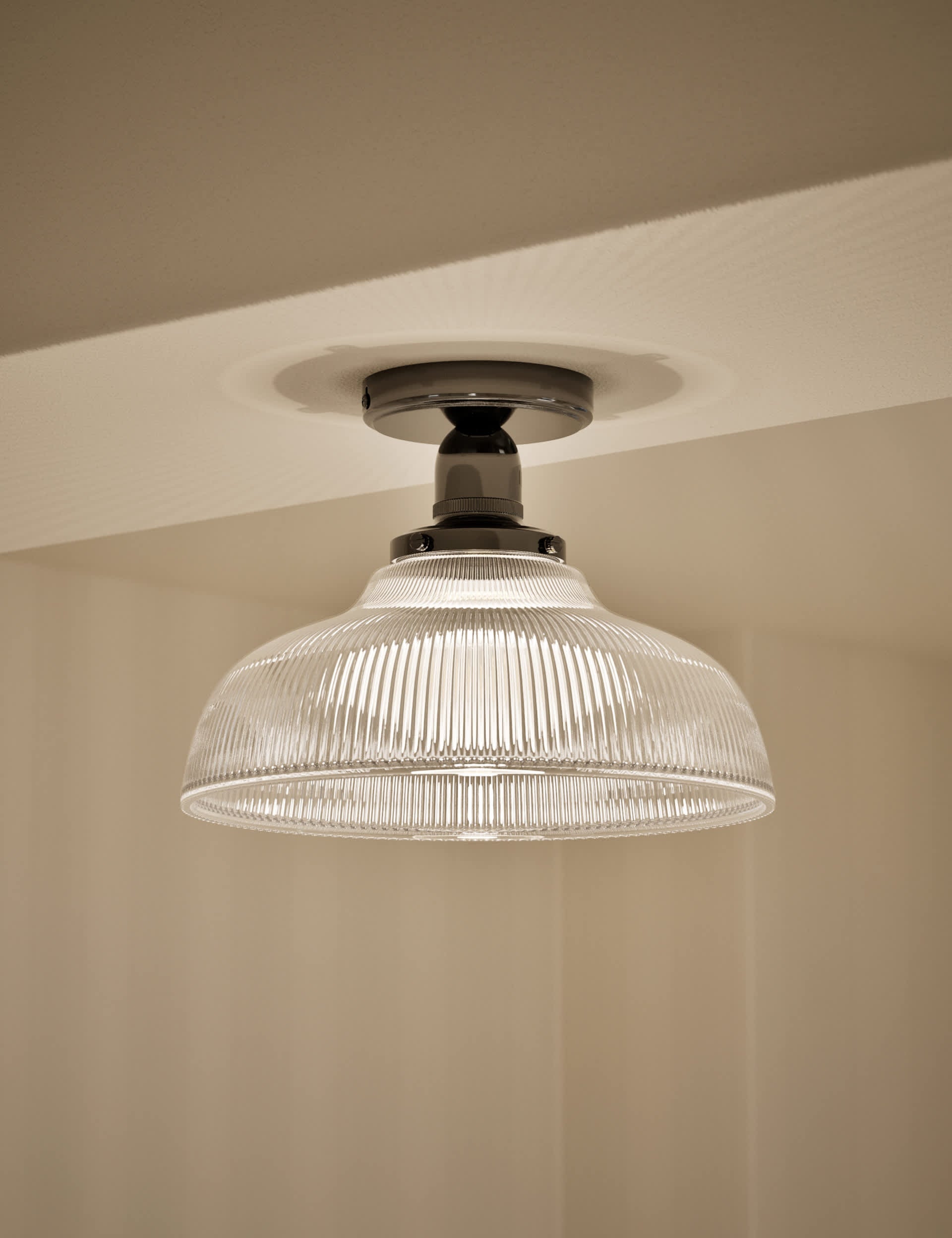 Florence flush ceiling light clear glass shade 30cm - British product
