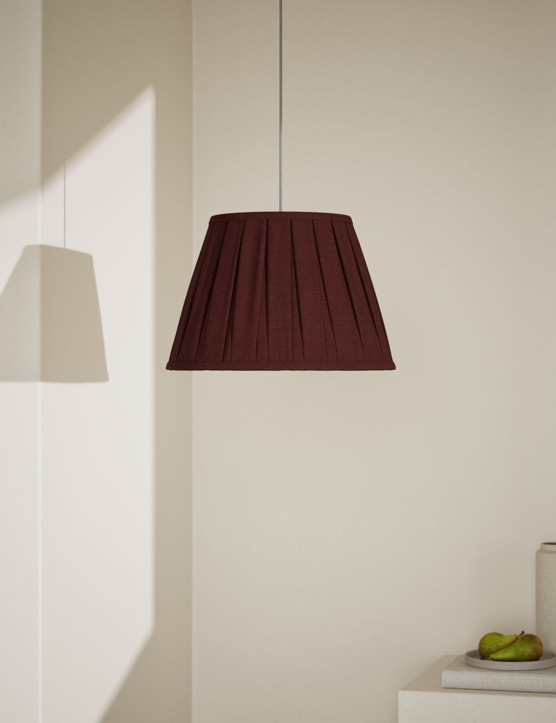 Fabric wide pleated lampshade, UK version