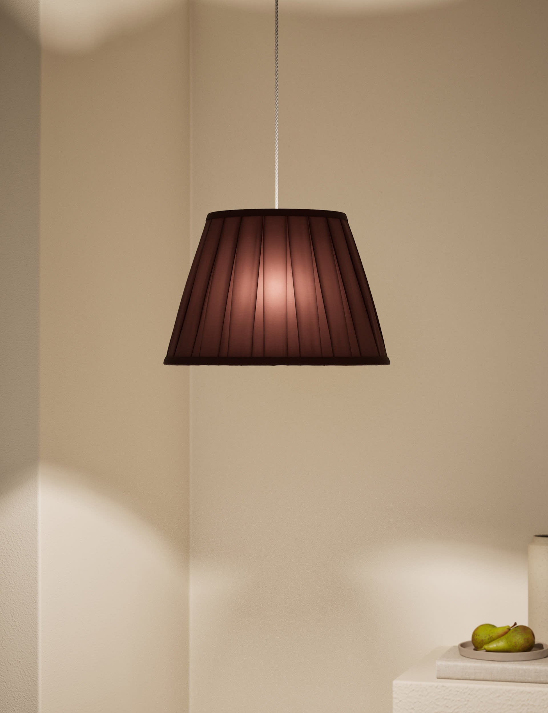 Fabric wide pleated lampshade, UK version