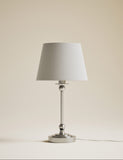 Blair table lamp with metal finish and linen shade (British brand)