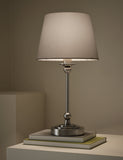 Blair table lamp with metal finish and linen shade (British brand)