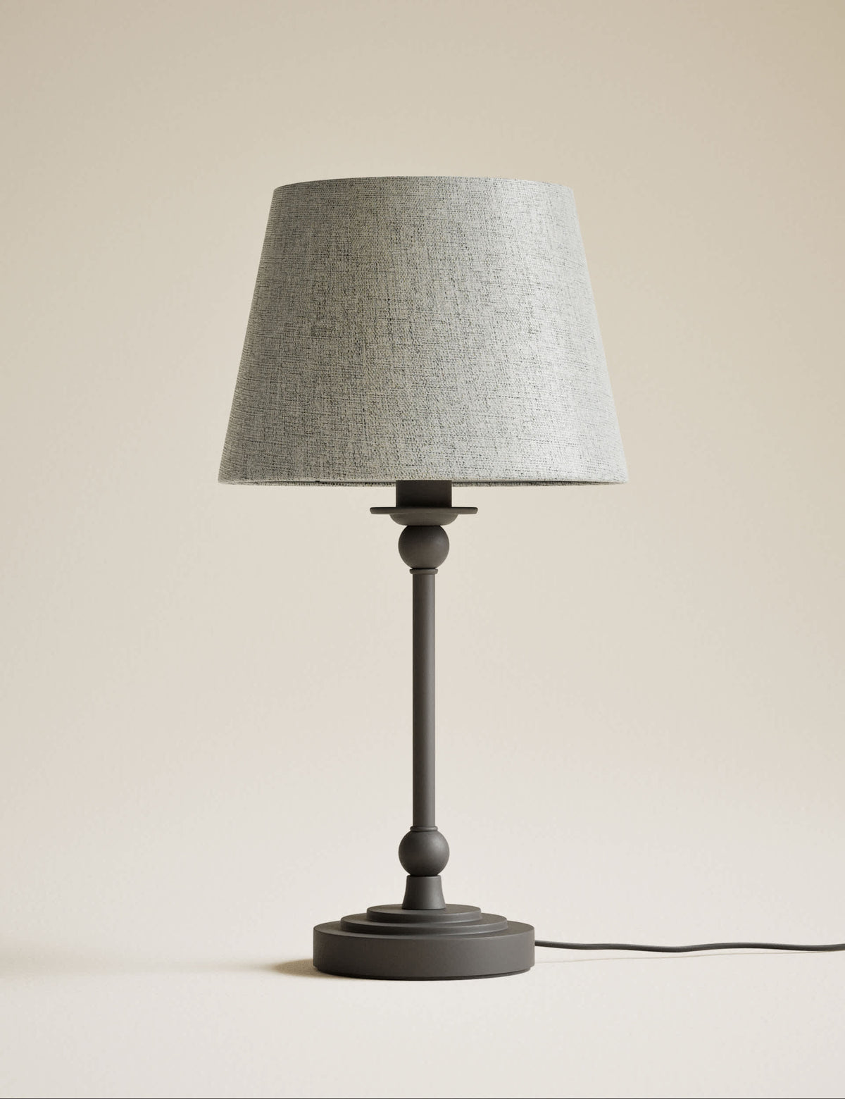 Blair table lamp with metal finish and linen shade (British brand)