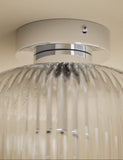 Amelia flush ceiling light with ribbed glass shade, imported from the UK