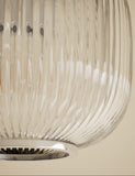Amelia flush ceiling light with ribbed glass shade, imported from the UK