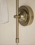 Ribbed plug in wall light with antique brass finish, imported from the UK