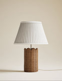 Wicker scalloped table lamp with pleated shade 41cm (British brand)