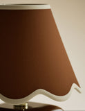Checkerboard ceramic table lamp with scalloped shade, imported from the UK