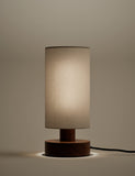 Wooden table lamp 28cm with textured shade, imported from the UK