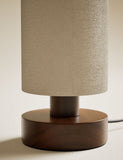 Wooden table lamp 28cm with textured shade, imported from the UK