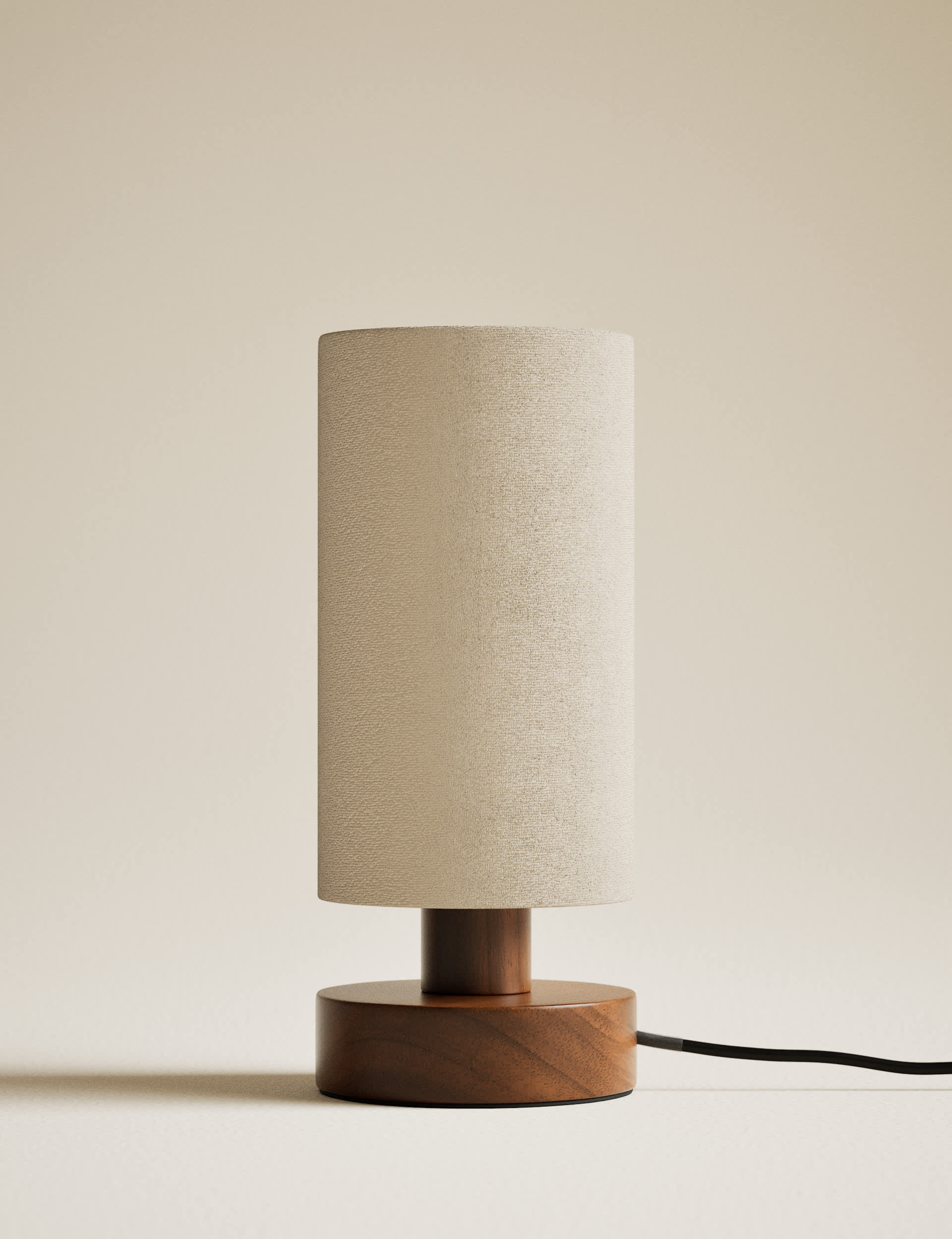 Wooden table lamp 28cm with textured shade, imported from the UK