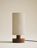 Wooden table lamp 28cm with textured shade, imported from the UK