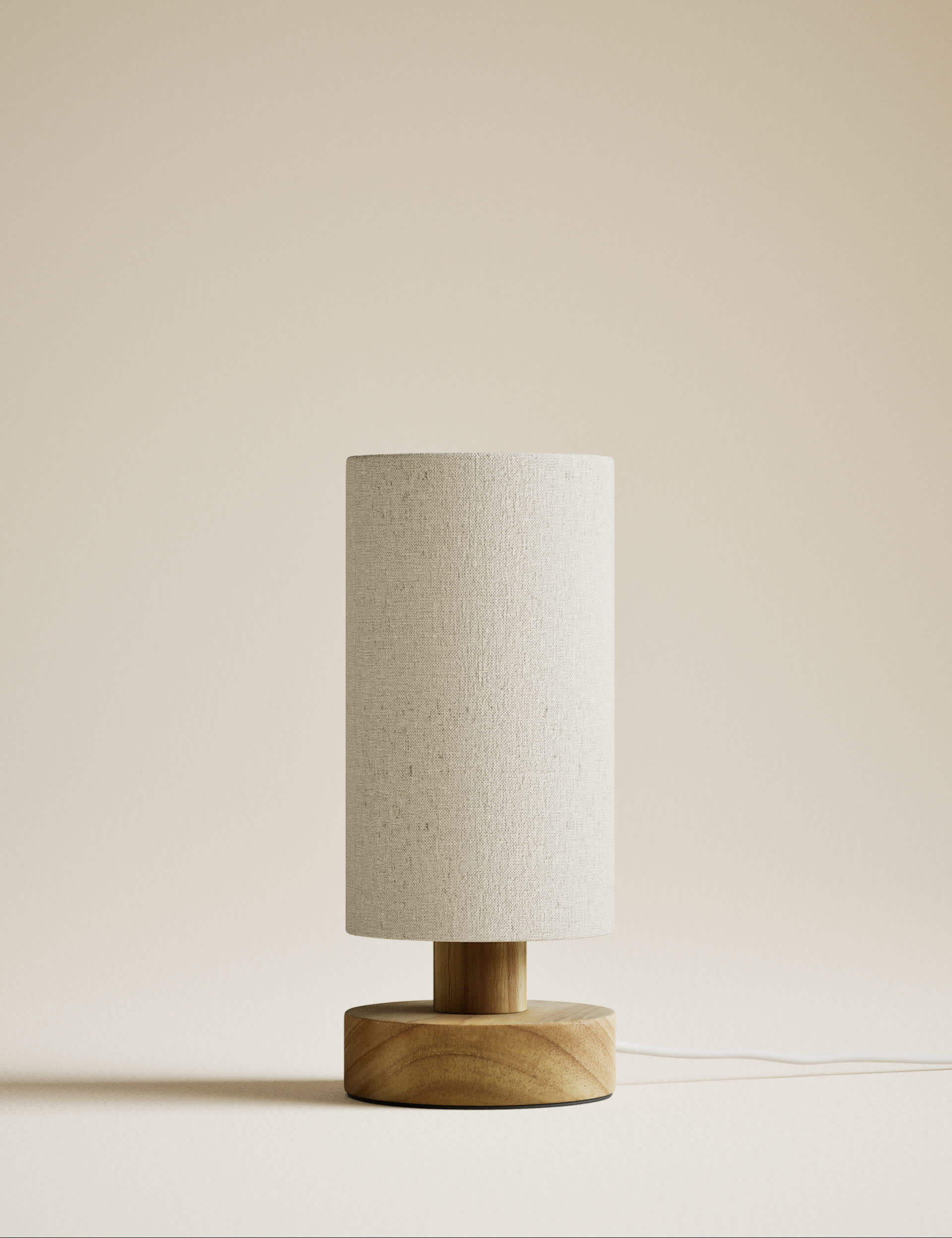 Wooden table lamp 28cm with textured shade, imported from the UK