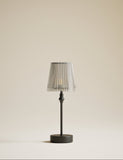 Rechargeable table lamp with metal base and acrylic shade - British product