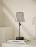 Rechargeable table lamp with metal base and acrylic shade - British product