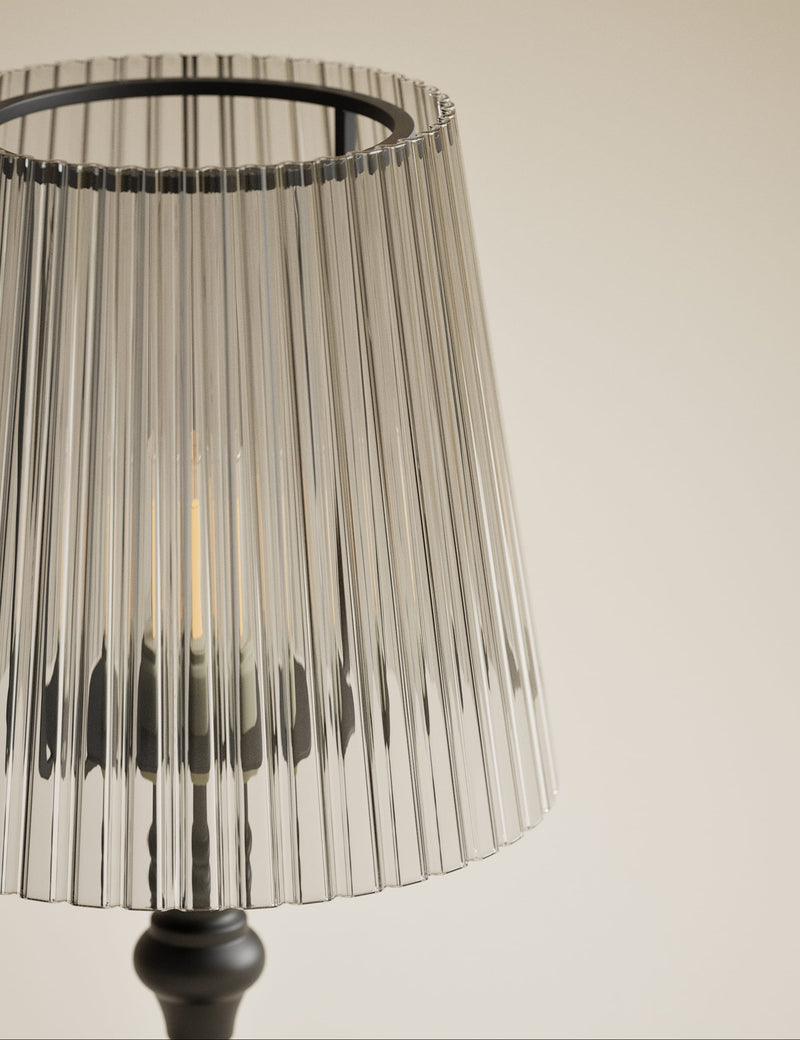 Rechargeable table lamp with metal base and acrylic shade - British product