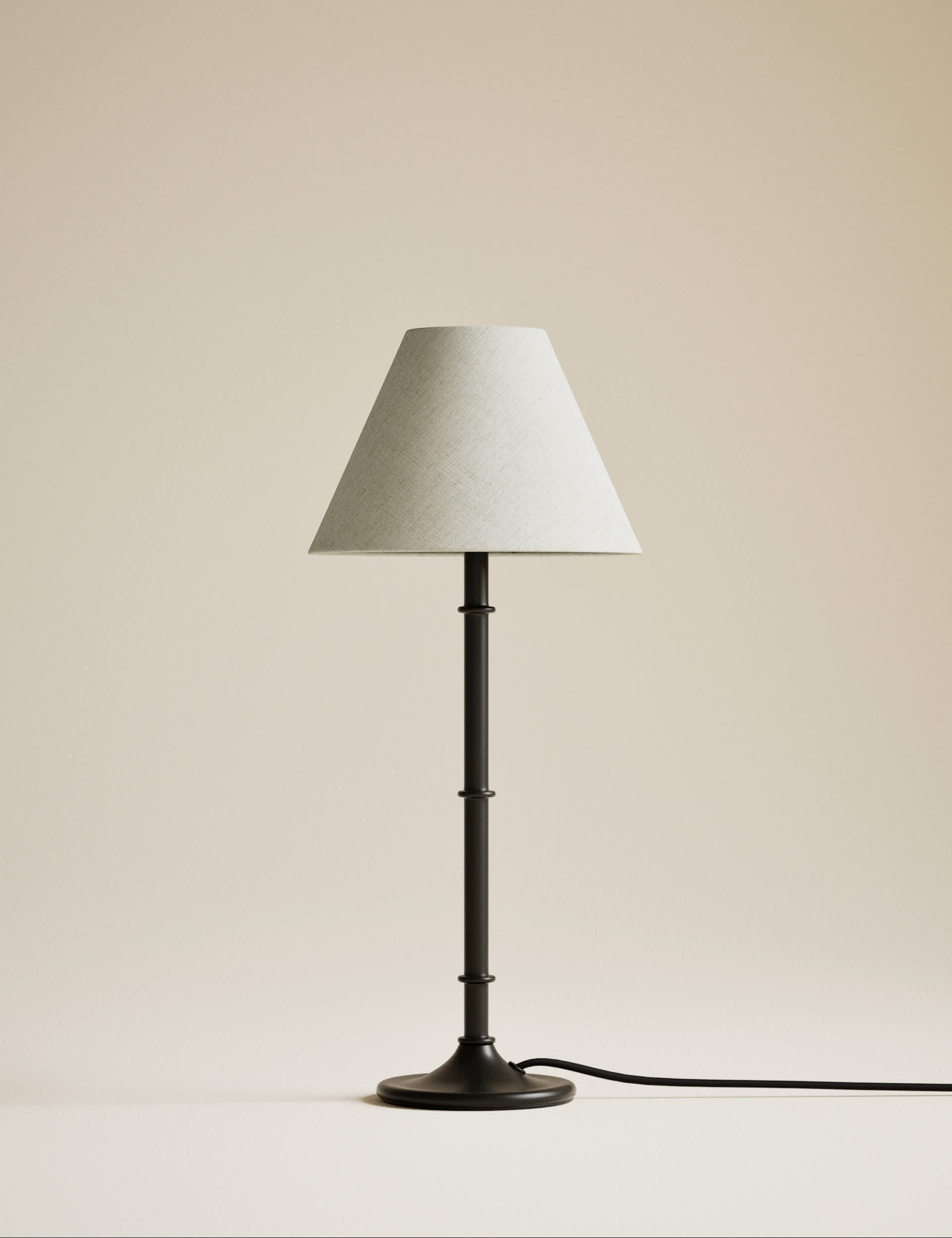 Metal Ribbed Table Lamp with linen shade (British brand)