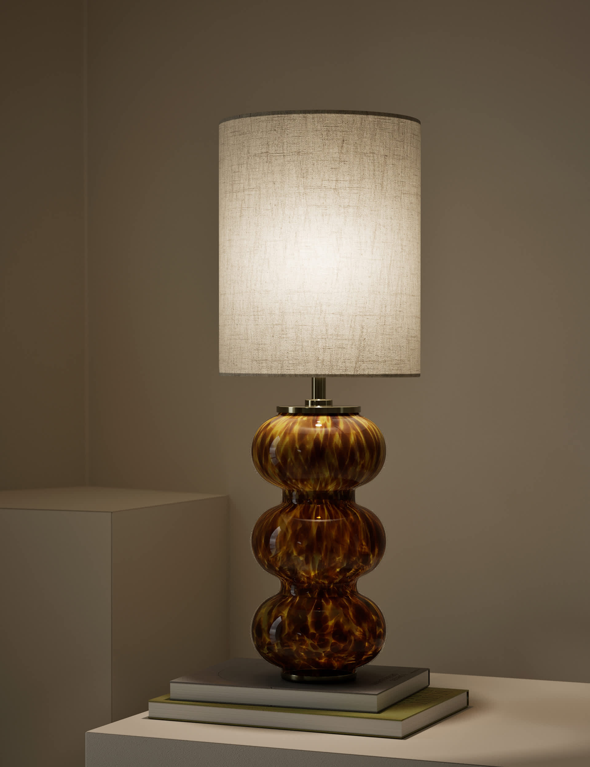 Tortoise shell glass twist base table lamp 54.1 cm, UK version