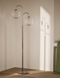 Amelia ridged floor lamp with polished chrome finish, UK version