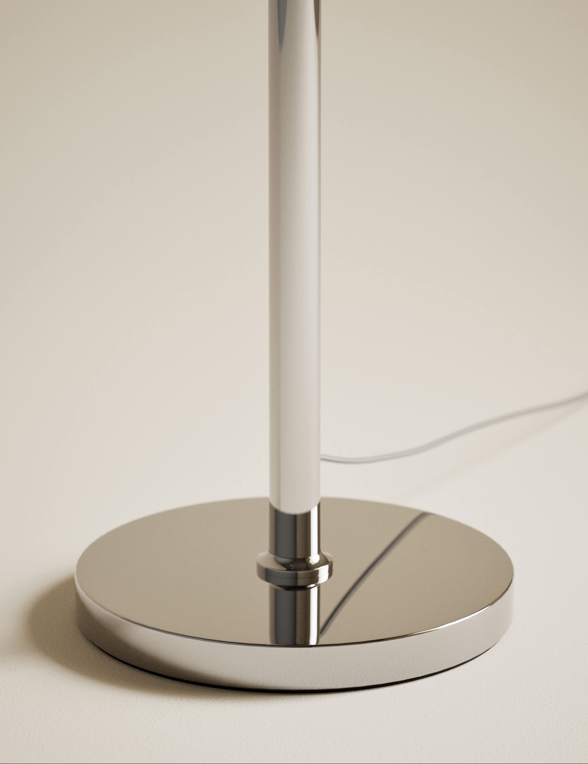 Amelia ridged floor lamp with polished chrome finish, UK version