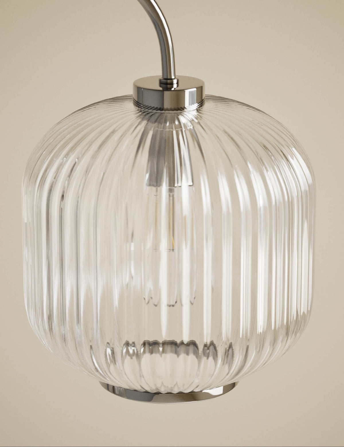 Amelia ridged floor lamp with polished chrome finish, UK version