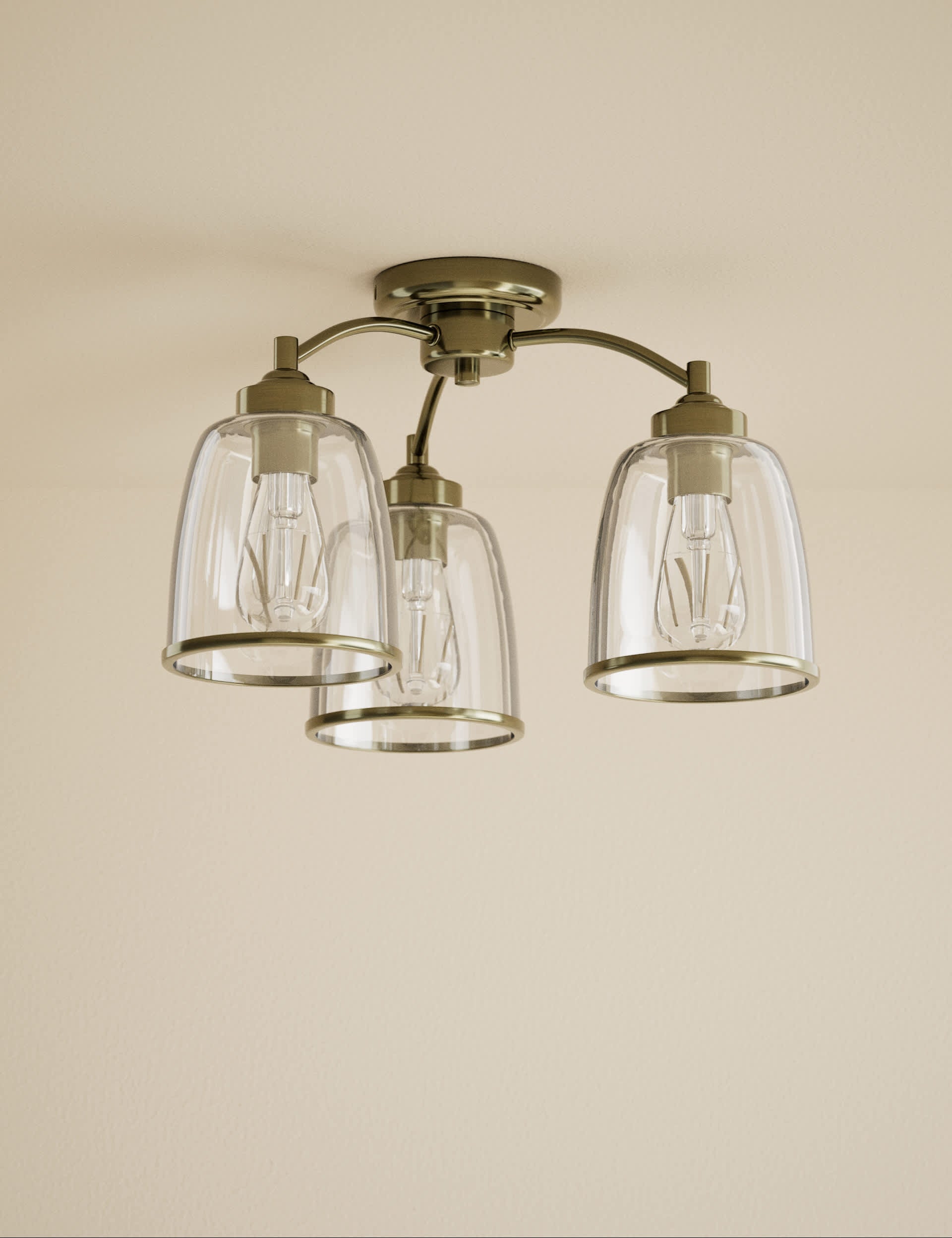 Core multi flush ceiling light antique brass finish, UK version