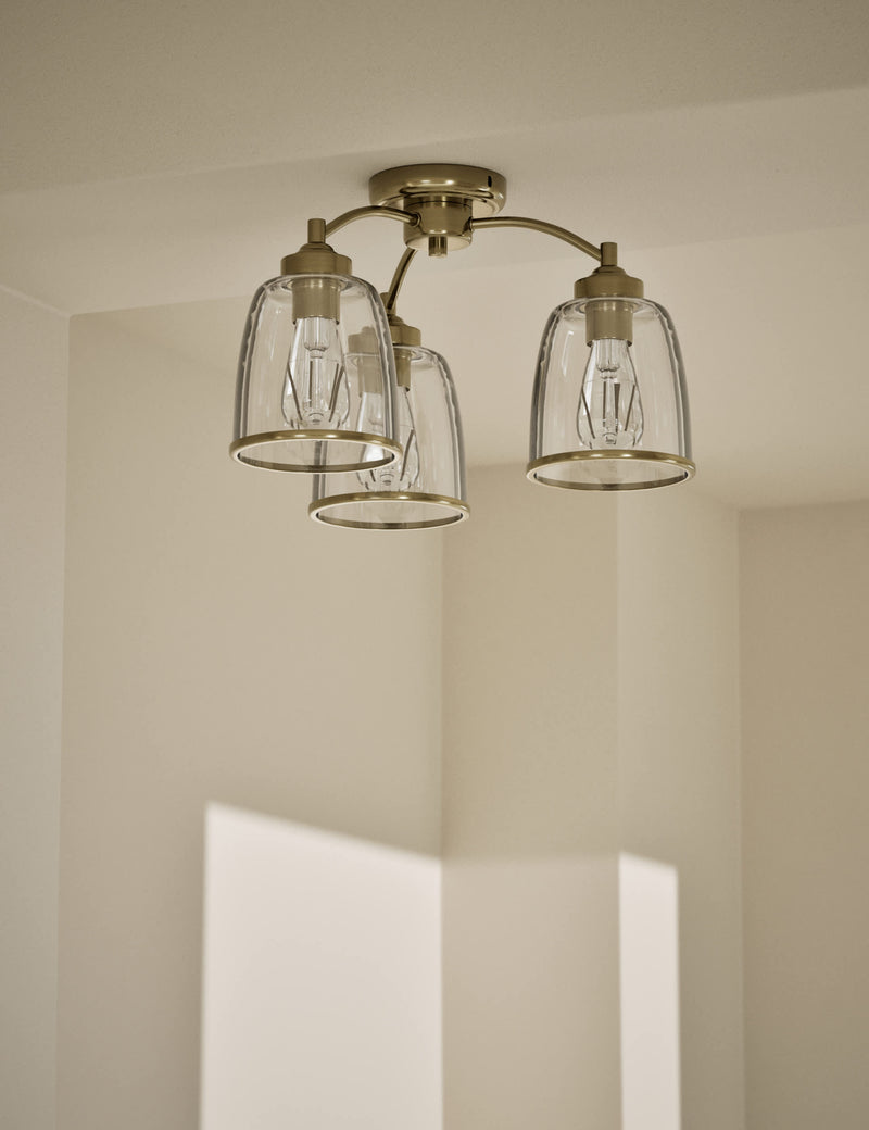 Core multi flush ceiling light antique brass finish, UK version