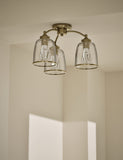 Core multi flush ceiling light antique brass finish, UK version