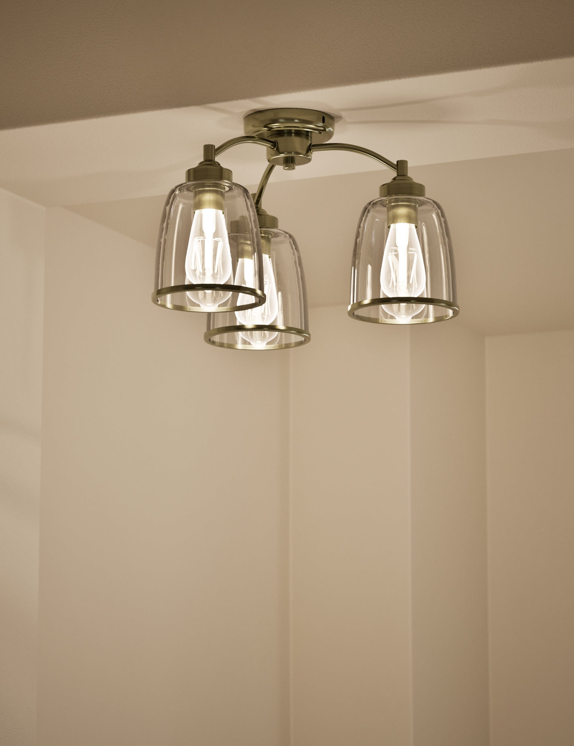 Core multi flush ceiling light antique brass finish, UK version