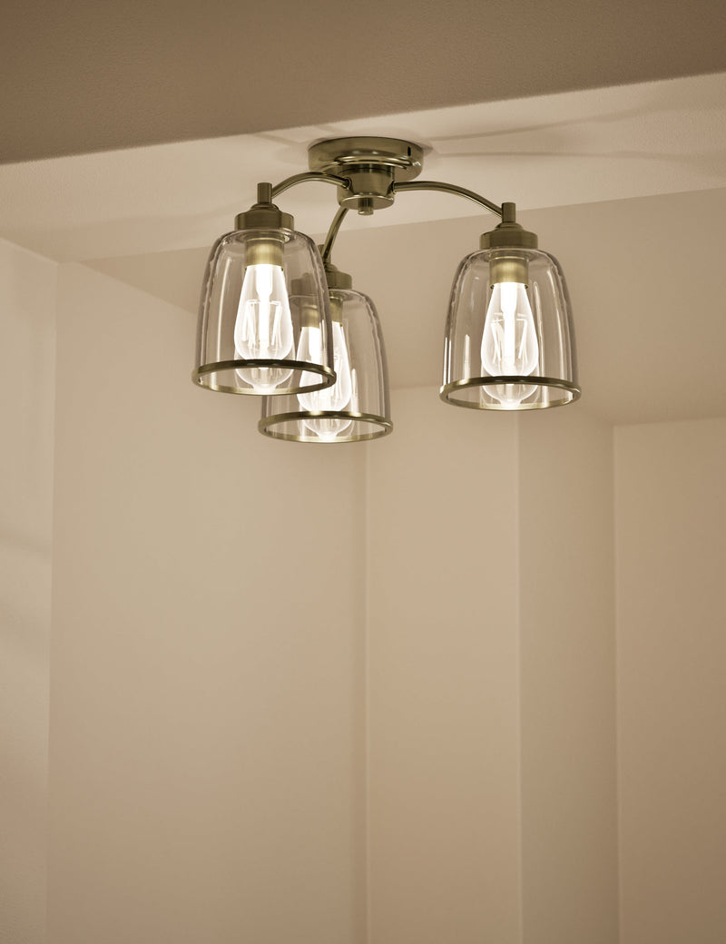 Core multi flush ceiling light antique brass finish, UK version