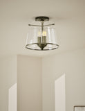Elisabeth glass flush ceiling light with brass trims UK version
