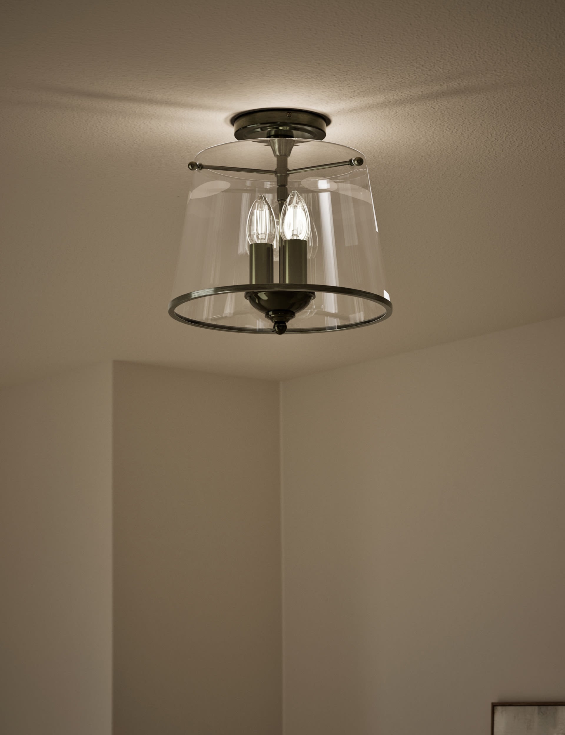 Elisabeth glass flush ceiling light with brass trims UK version