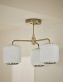 Amelia flush ceiling light ribbed glass shades, imported from the UK
