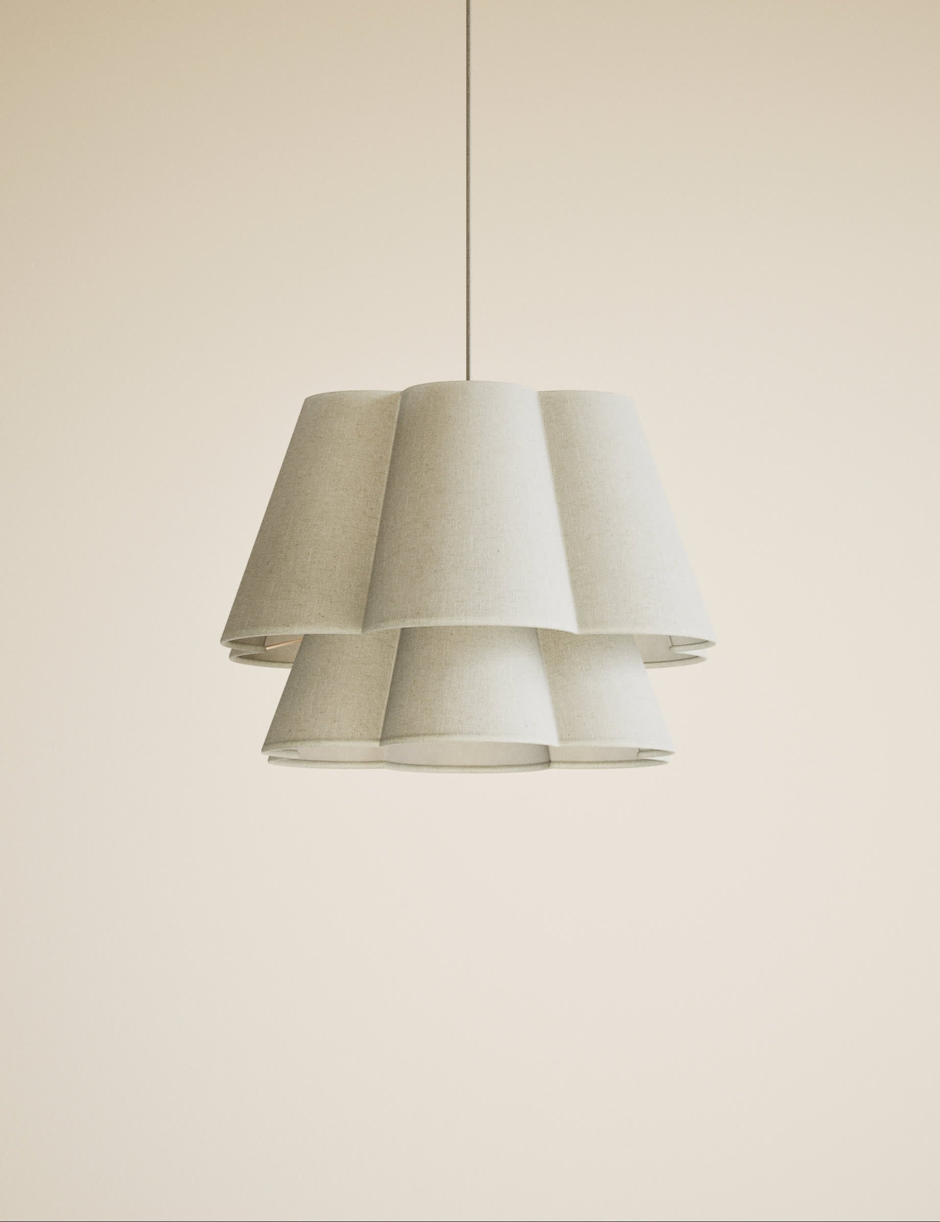 Scallop ceiling lamp shade two-tiered design 45cm - British product