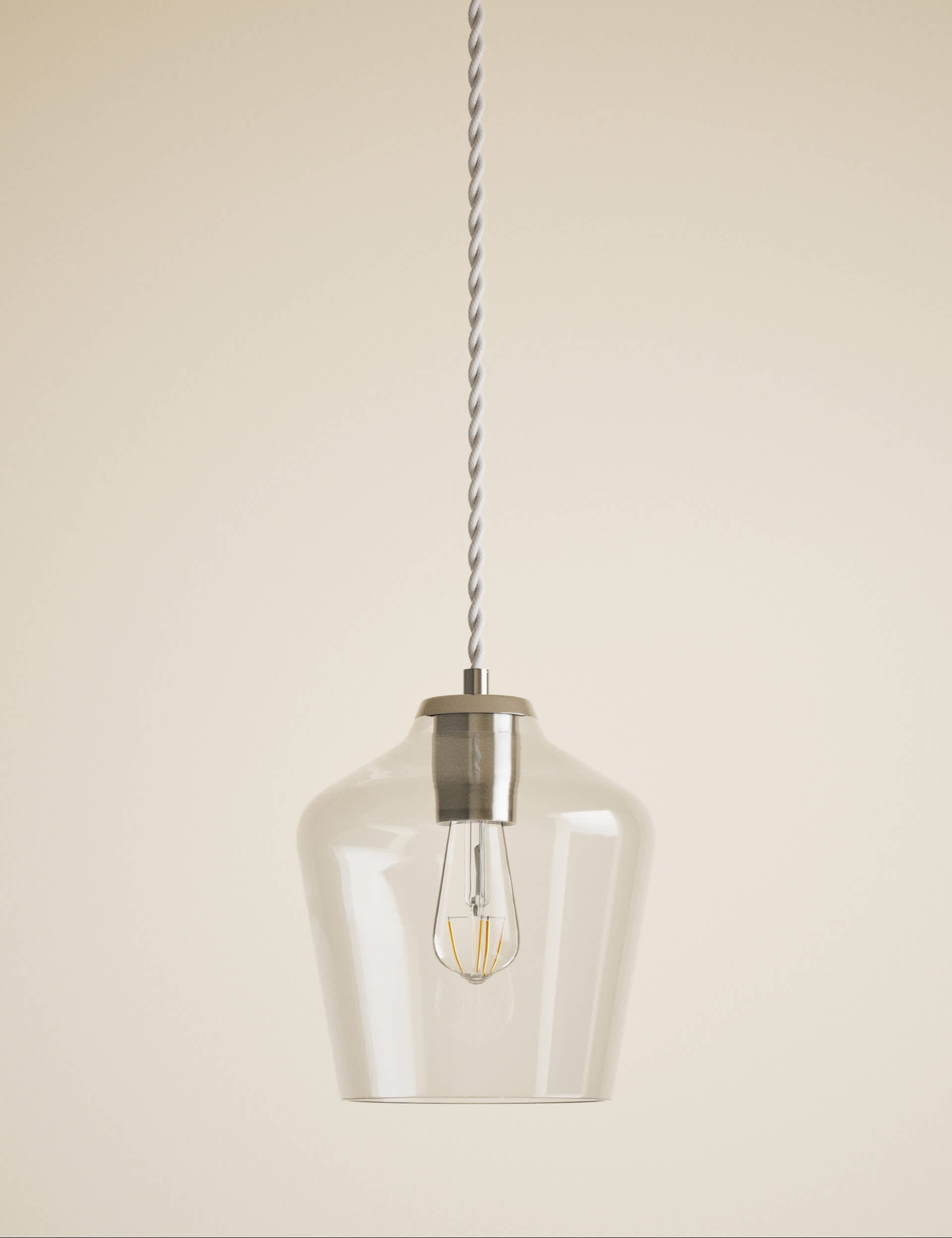 Claudia pendant light clear glass shade, imported from the UK