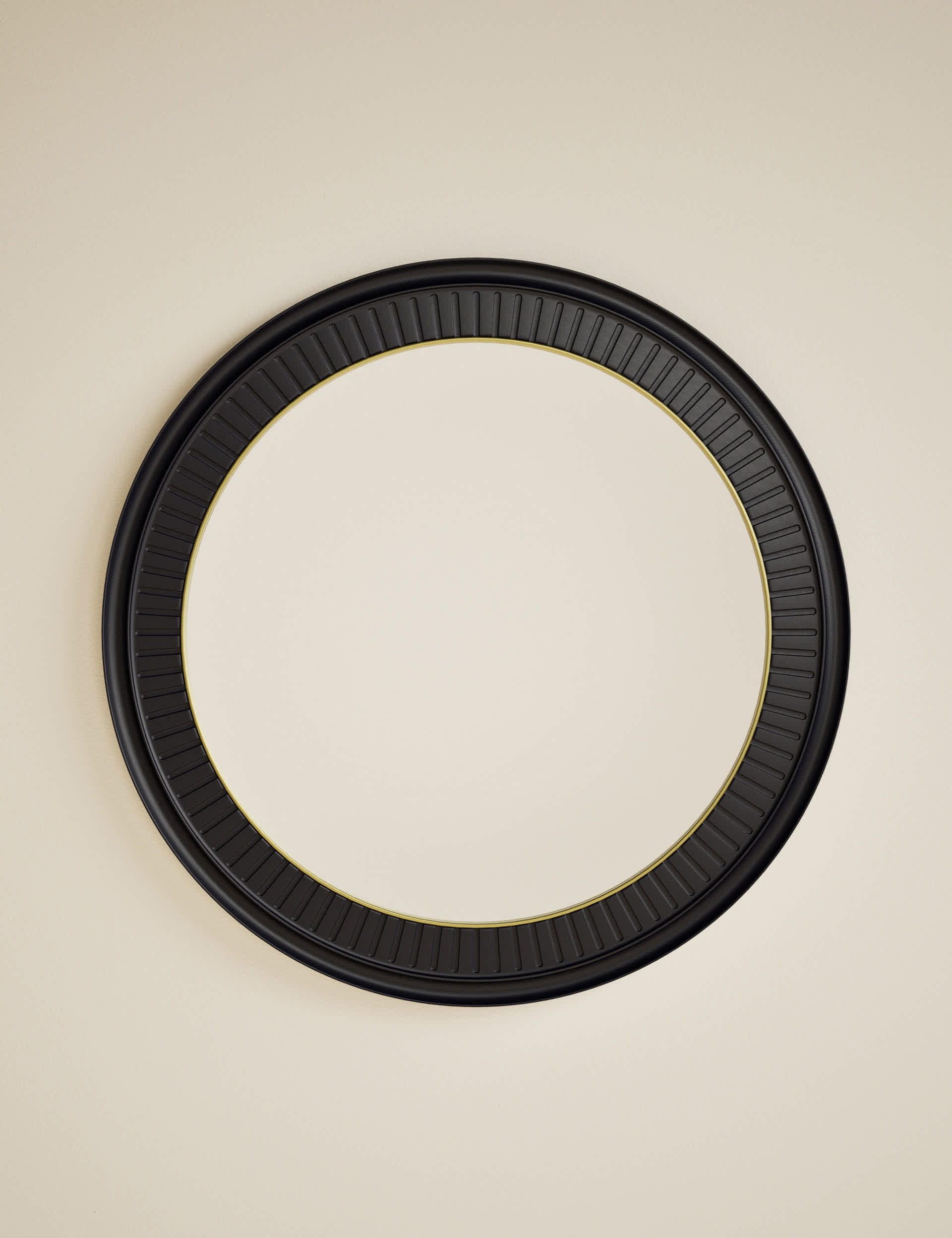 Classic carved round mirror with wooden frame 90 cm - British product