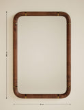 Burl wood veneer rectangular wall mirror 90cm x 60cm - British product