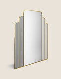 Rectangular wall mirror with metal frame and gold detailing, imported from the UK