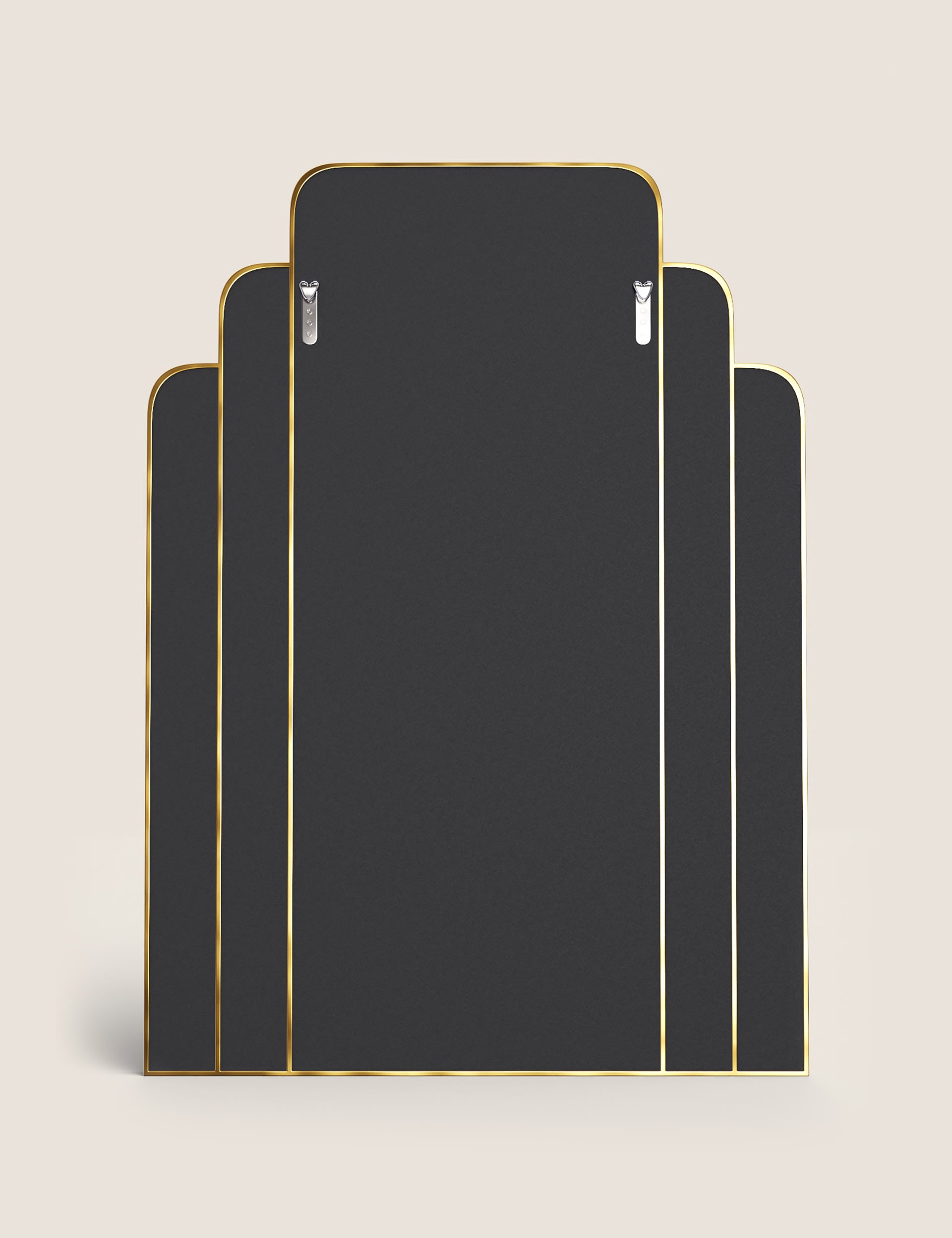 Rectangular wall mirror with metal frame and gold detailing, imported from the UK