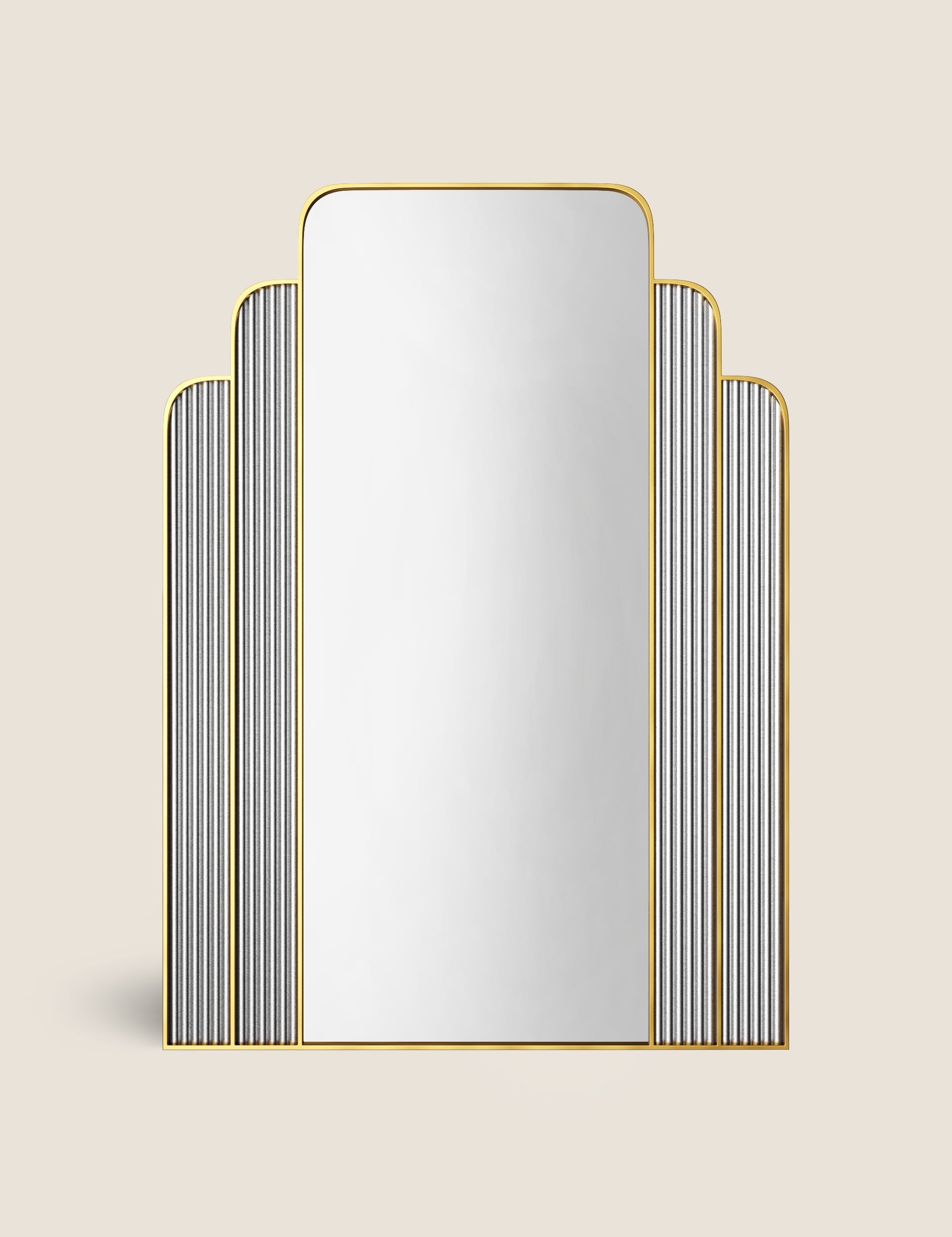 Rectangular wall mirror with metal frame and gold detailing, imported from the UK