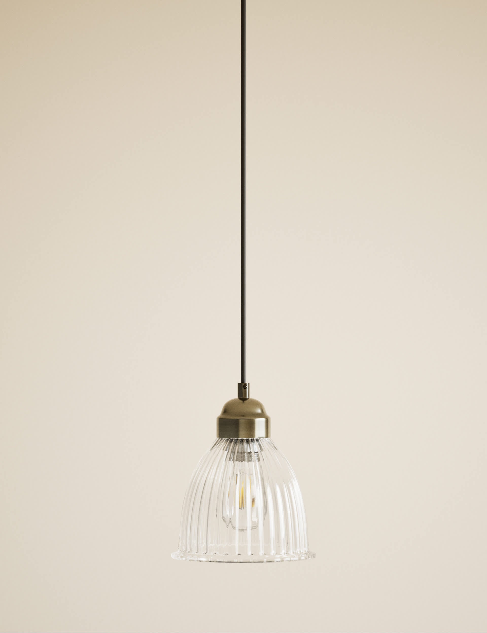 Small Florence pendant light with ribbed glass shade (British brand)